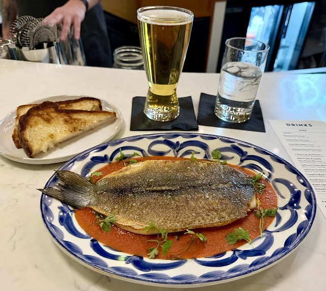 Branzino over a tomato base. Incredible.