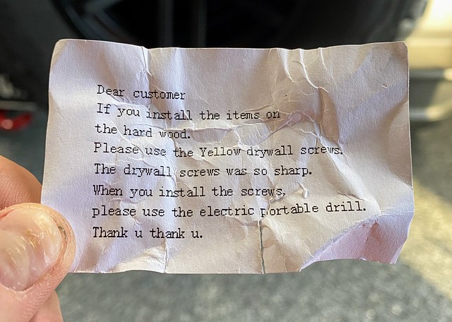 I'm gonna install it on the hardwood with my so sharp screws and my electric portable drill