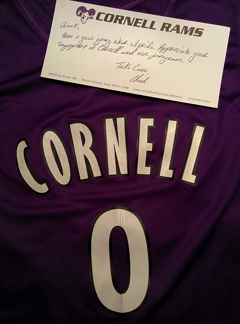 So I met a freshman basketball player at Cornell homecoming and asked him how I could get my hands on a purple jersey and...