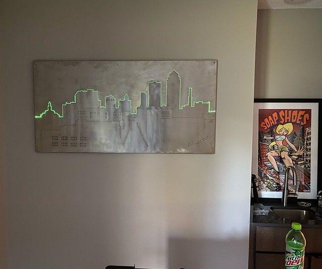 Hung and backlit this DM skyline that chuck cut out for me