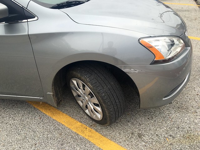 My car stopped so fast I actually had to ask my friend Steph, "did I hit her?" This is all that happened to her car.