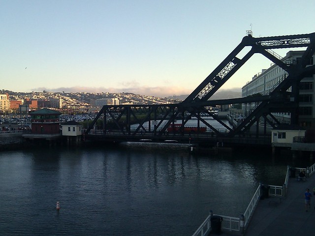 Draw Bridge, Hills, and Fog