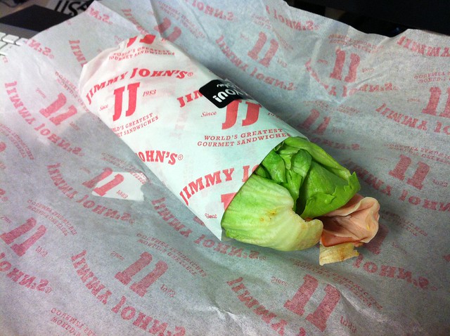 Jimmy Johns "unwich" first timer. Actually pretty tasty.