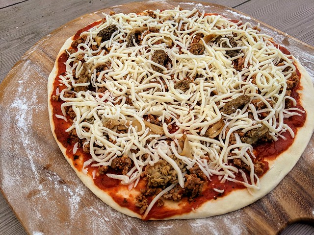 Bout to grill up some sausage and morel mushroom pizza