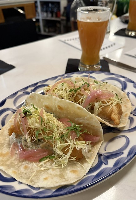 Haddock Fish Tacos. Paired with a Zombie Dust