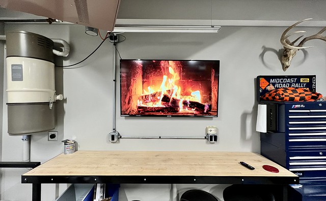 Got a TV in the garage now.