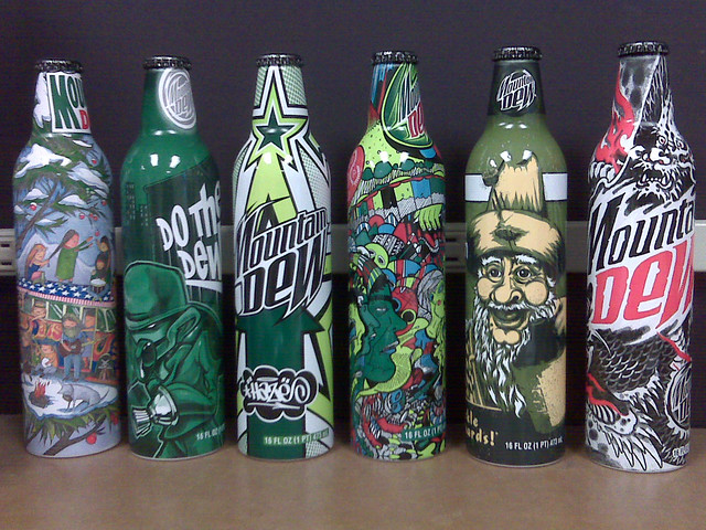 All 6 Green Label Art Mt Dew bottles (Josh picked the last 2 up for me)
