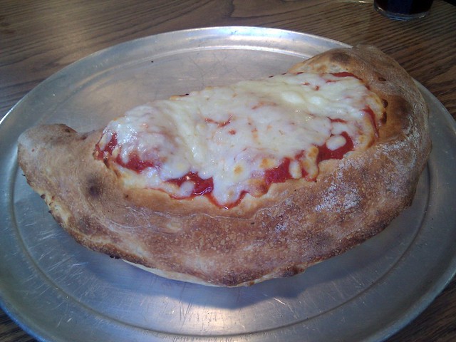 A Riverbend Pizza Calzone (P.S. that is a 12" pizza pan)
