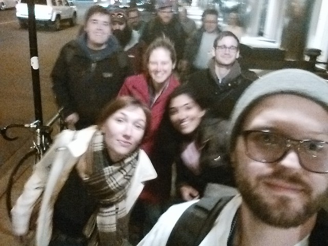 Gauri wanted a team sidewalk selfie on the way to dinner. Great pic. Super crisp.