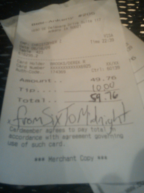 from six to midnight receipt