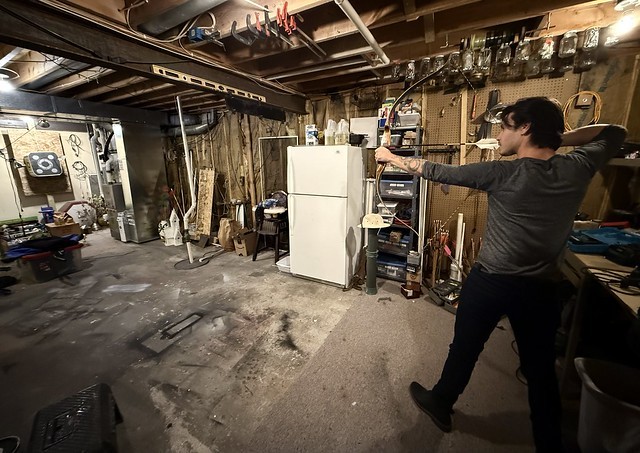 A little target practice in the basement