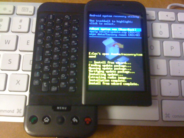 Flashing my Google Dev Phone to Android 1.6 (Donut)