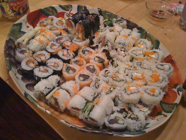 So we made a few sushi rolls....