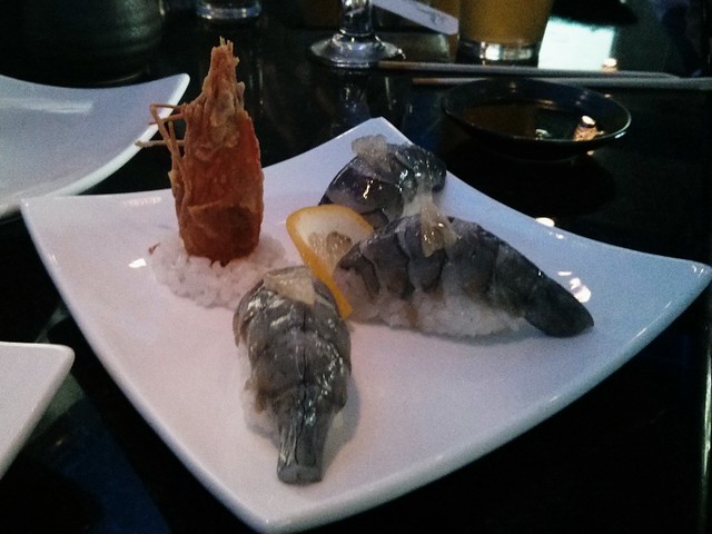 Raw blue prawns at Akebono 515