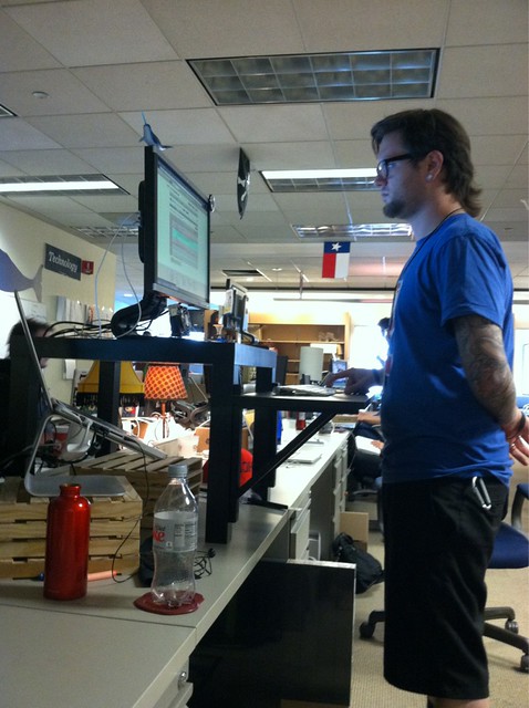 Freshly assembled standing desk