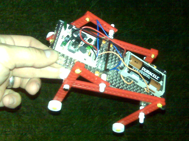 A robot spider that Chad's kid built