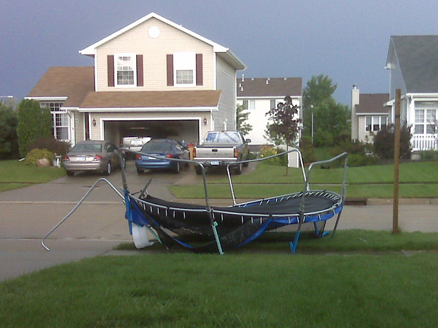 My neighbors trampoline went airborne