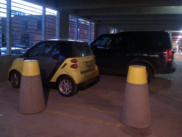 smart car vs SUV. These things were literally nose to nose.