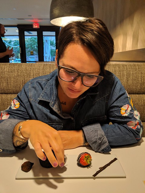 Kari took a bite out of this truffle and said, "mmm, this tastes dark and bitter like my heart"