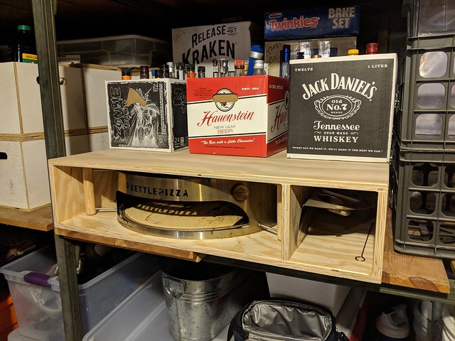 Made some storage cubbies for my kettle pizza and smokenator accessories