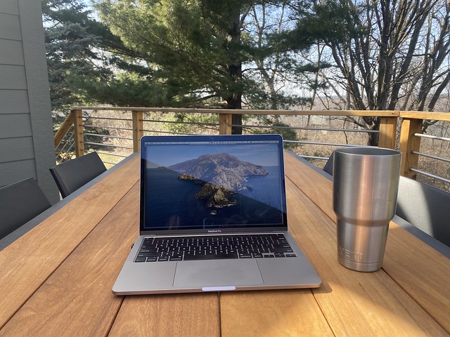 Enjoying the patio on an unseasonably warm day