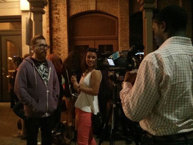 Harper getting stopped and interviewed about the movie he just slept through