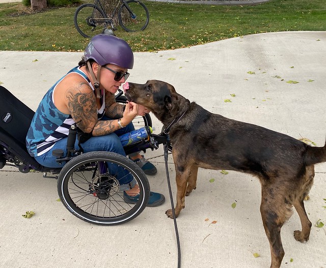 Catrike puppy kisses