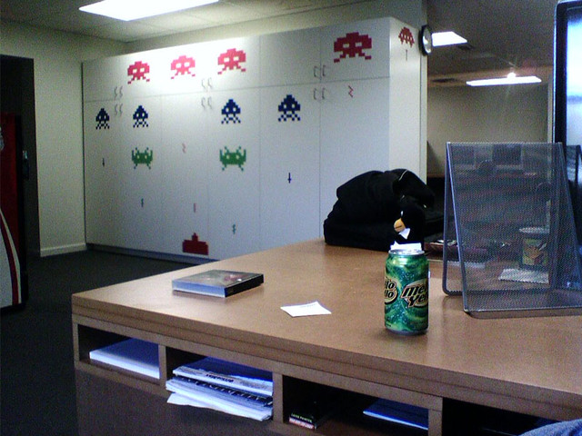 View from my desk at Red 5 - Space Invaders!