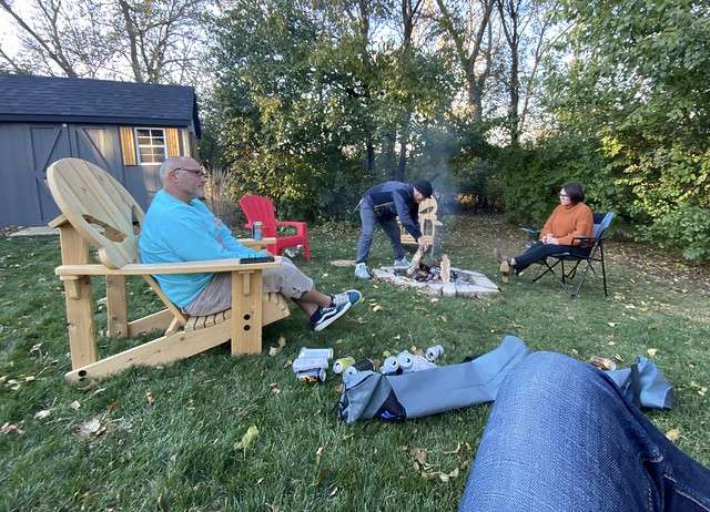 Back yard, social distance happy hour with some of Kari’s work buds