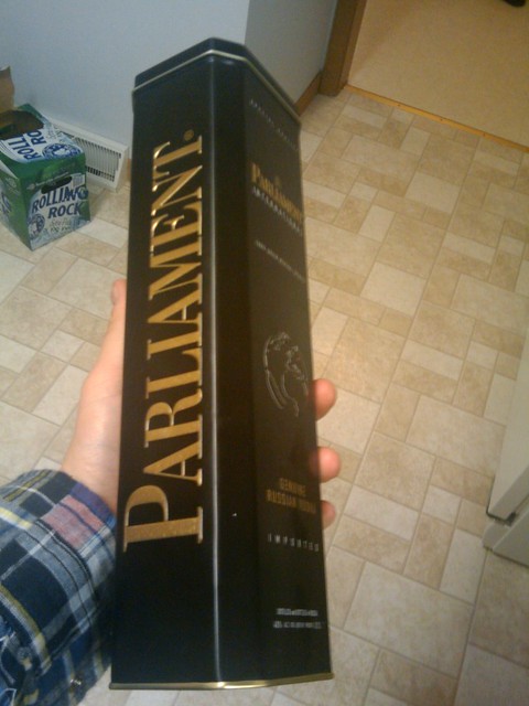 This is apparently legit russian vodka. Iulia's grandpa got it for jeff. We just had shots of it....