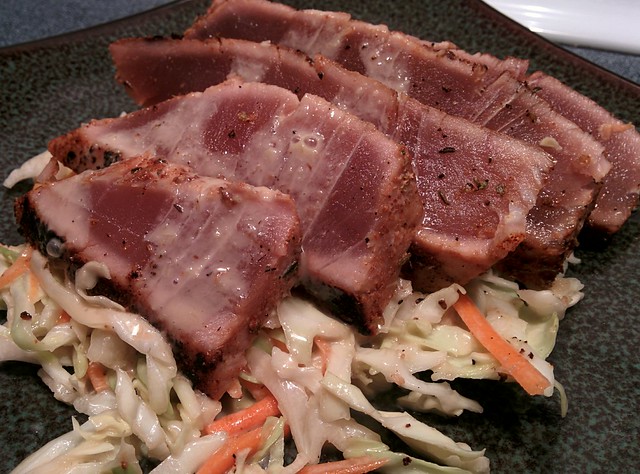 Seared tuna. Homemade wasabi slaw.