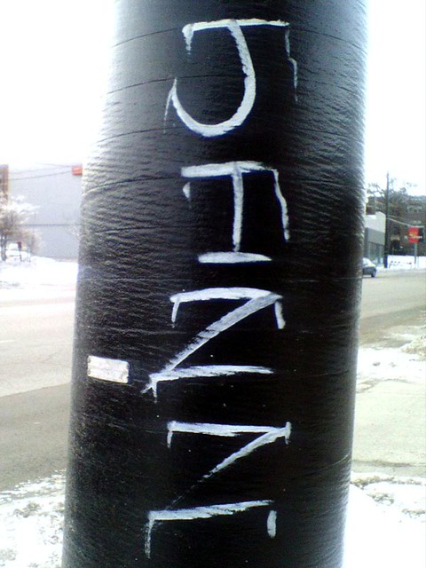 JIZZ on a telephone pole...