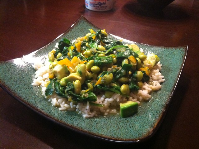 Homemade green chili and rice