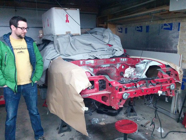 Jon took his car apart to drop an LS3 into it.