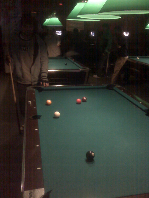 Actually playing pool at Stix, weird