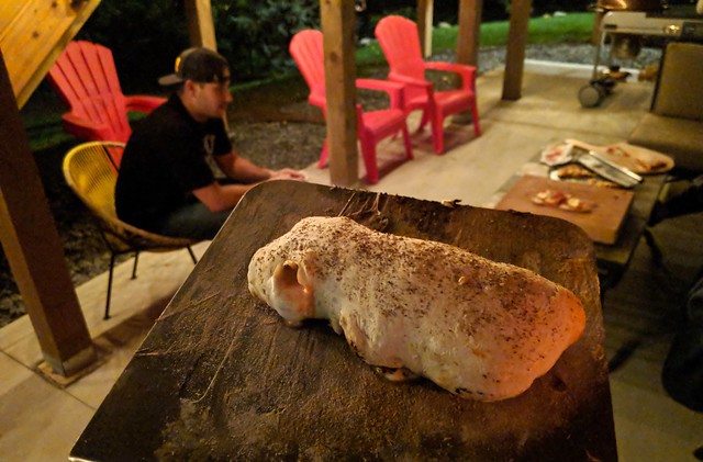 We had an extra dough that was kinda messed up. Adi experimented with a calzone