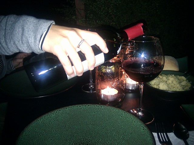 Back yard dining with Kari