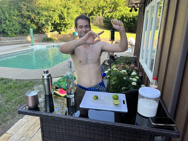 Julien makes us a Brazilian cocktail