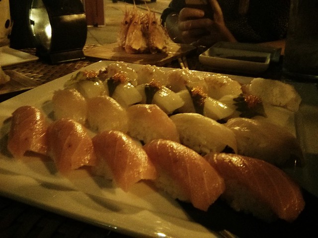 Nigiri and shrimp heads