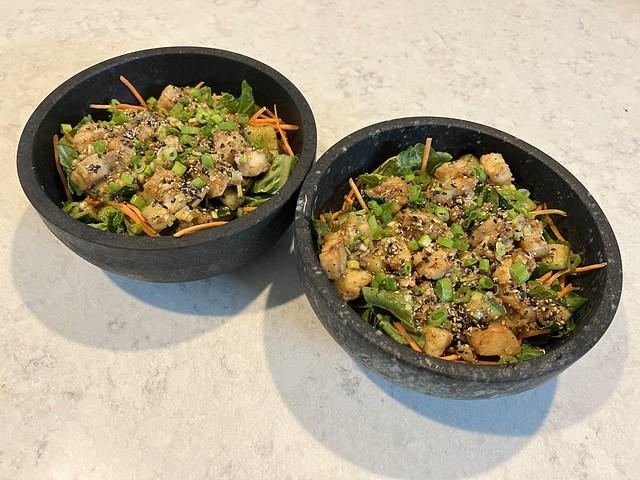 Made some lemony pollock salad with scallion dressing and sesame salt