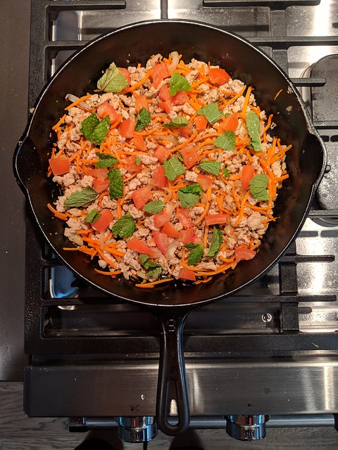 Perks of working from home... Cookin up a quick batch of larb for lunch