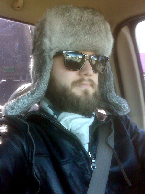 New hat, new glasses, new leather coat