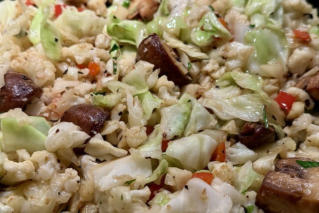 Just sautéing up some cabbage and cauliflower and stuff.