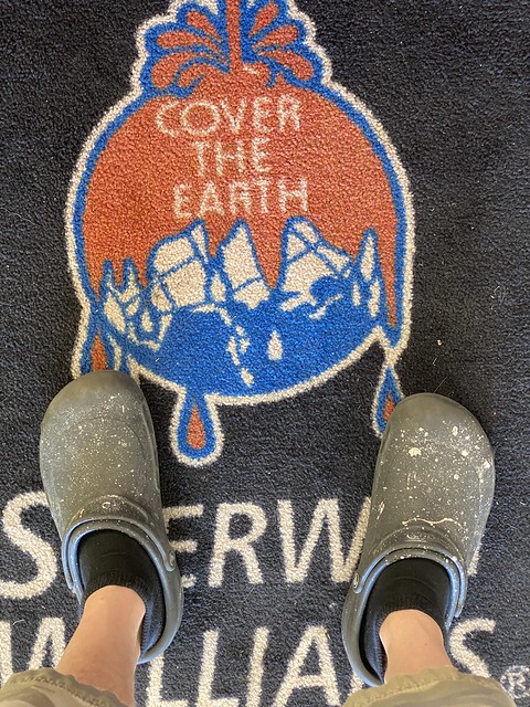 When you’re out in public and realize that you’ve still got your shop crocs on...