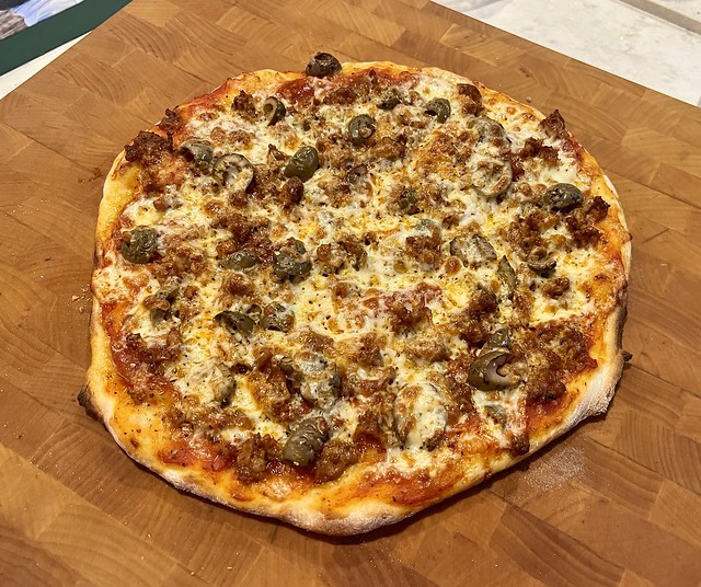 Nearly every ingredient of this pizza is from Grazianos. 00 flour, sauce, sausage, pepperoni, oli...