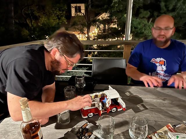 Havin cigars. Talkin about legos.