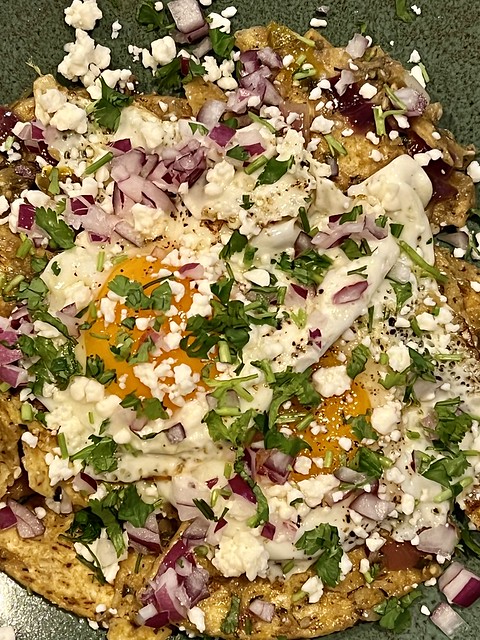 Made a messy pile of chilaquiles