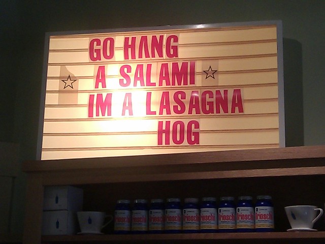 A nice palindrome in a local butcher shop.