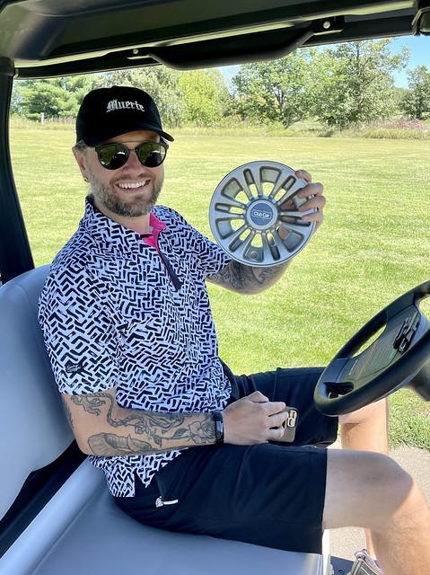 Clipped the back wheel on a cart sign... lost a hub cap. Kinda want to mount it on a chain