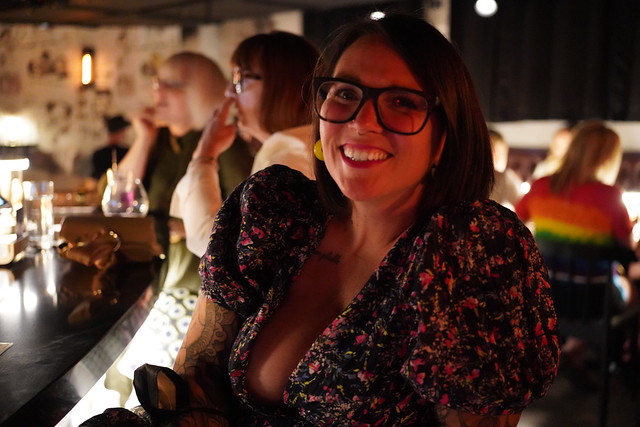 Happy hour with a happy woman